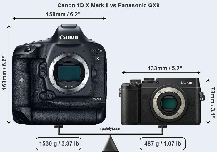 Size Canon 1D X Mark II vs Panasonic GX8