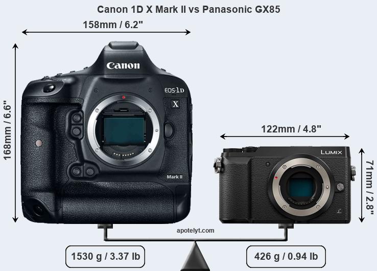 Size Canon 1D X Mark II vs Panasonic GX85