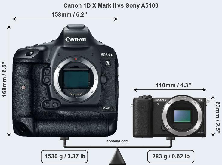 Size Canon 1D X Mark II vs Sony A5100