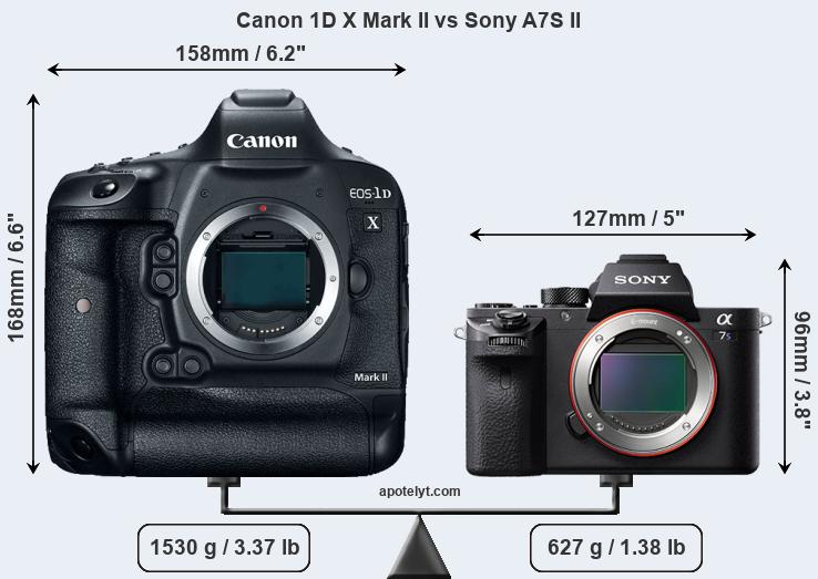 Size Canon 1D X Mark II vs Sony A7S II