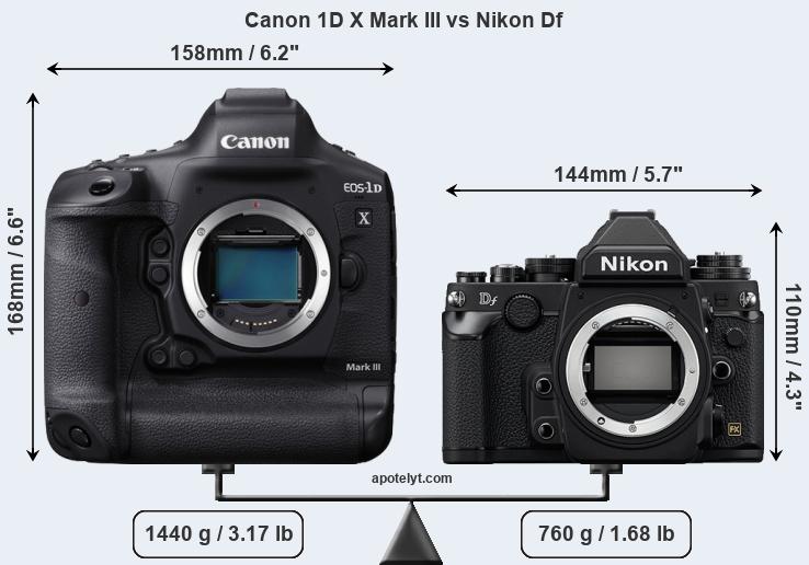Size Canon 1D X Mark III vs Nikon Df