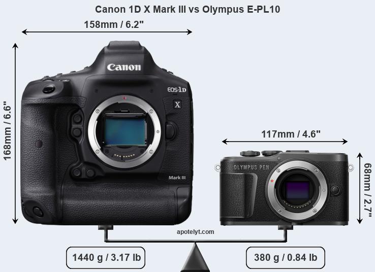 Size Canon 1D X Mark III vs Olympus E-PL10