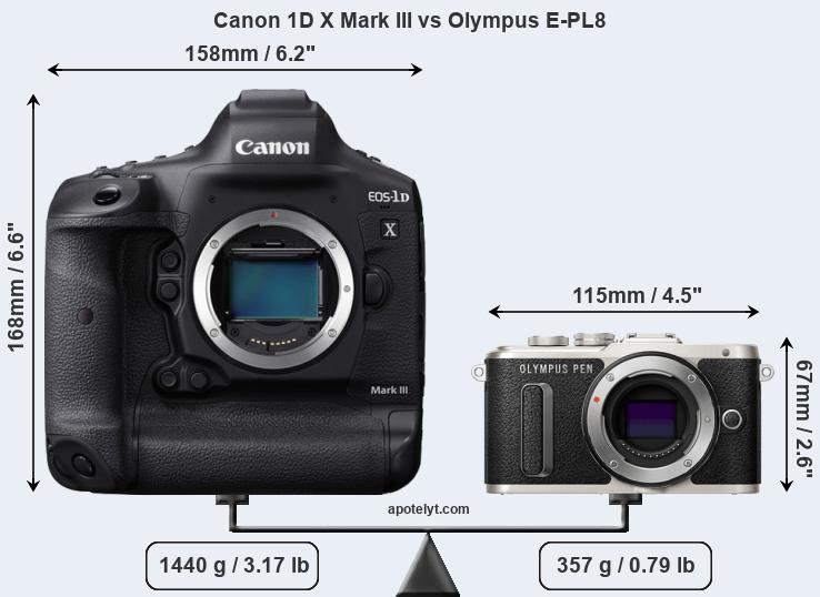 Size Canon 1D X Mark III vs Olympus E-PL8