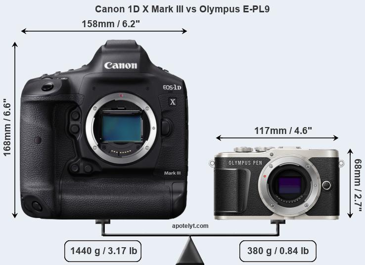 Size Canon 1D X Mark III vs Olympus E-PL9