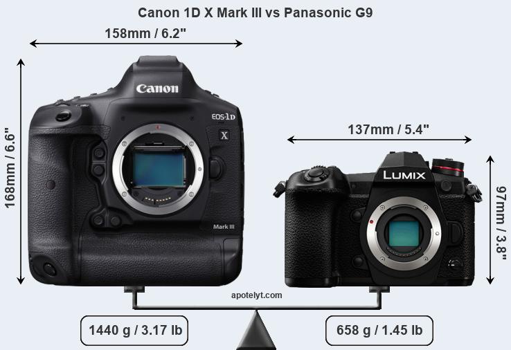 Size Canon 1D X Mark III vs Panasonic G9