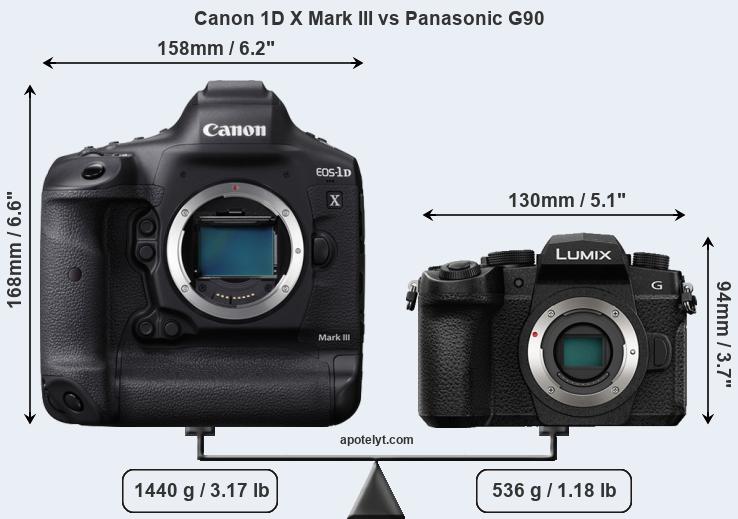 Size Canon 1D X Mark III vs Panasonic G90