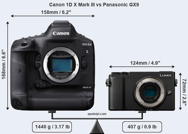 Size Canon 1D X Mark III vs Panasonic GX9