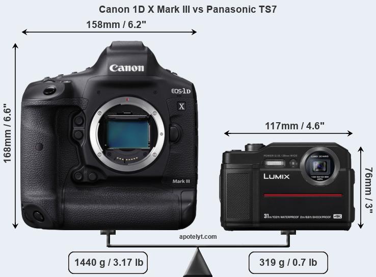 Size Canon 1D X Mark III vs Panasonic TS7