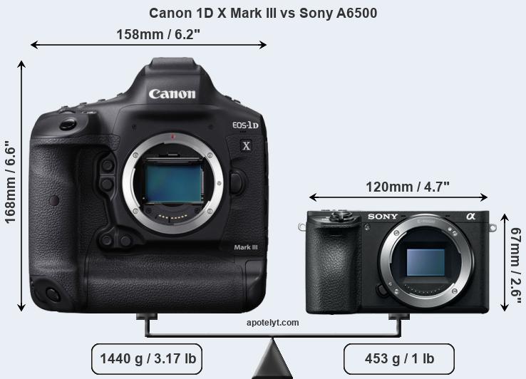 Size Canon 1D X Mark III vs Sony A6500