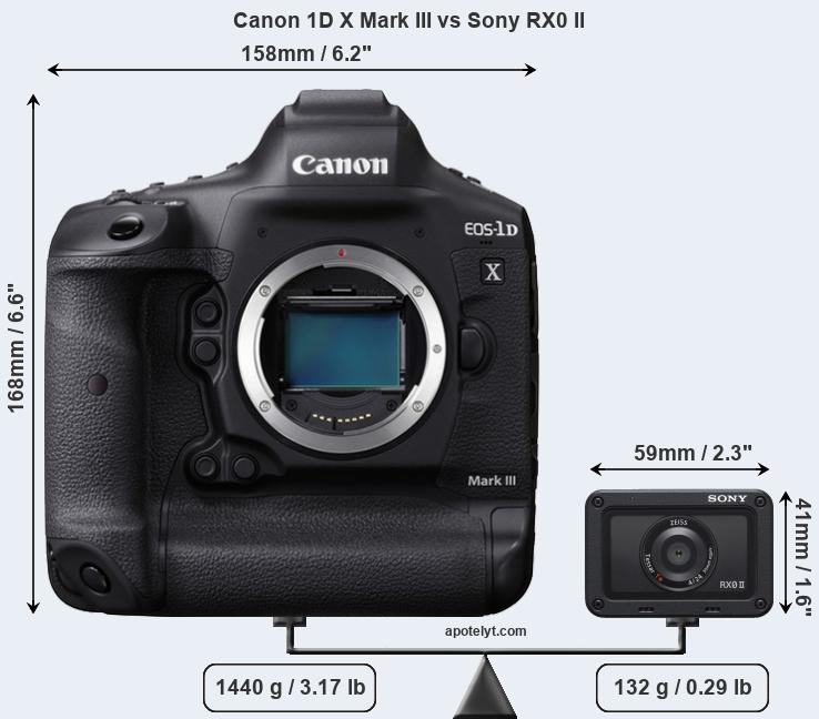Size Canon 1D X Mark III vs Sony RX0 II
