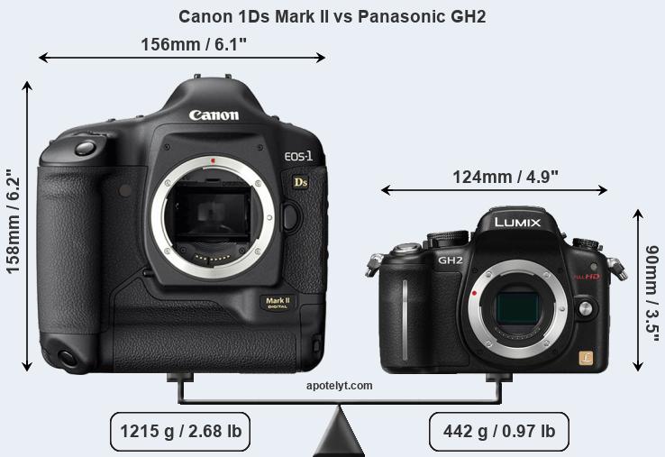 Size Canon 1Ds Mark II vs Panasonic GH2