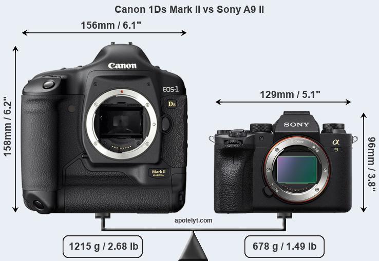 Size Canon 1Ds Mark II vs Sony A9 II