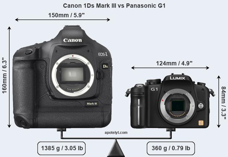 Size Canon 1Ds Mark III vs Panasonic G1