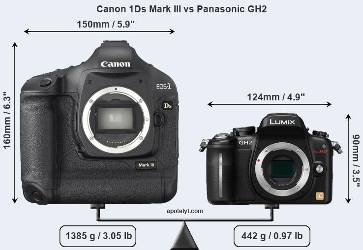 Size Canon 1Ds Mark III vs Panasonic GH2