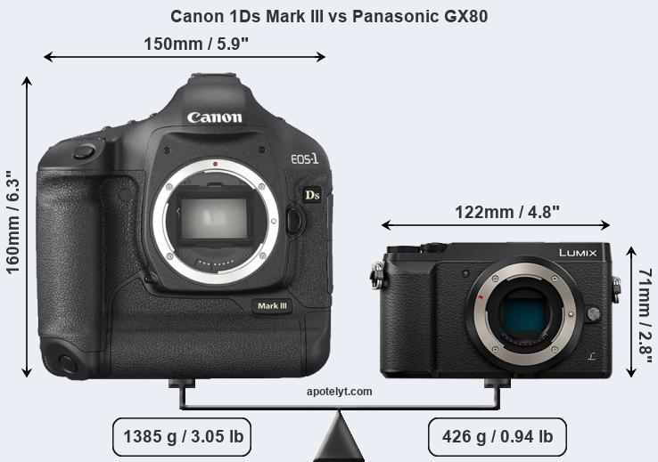 Size Canon 1Ds Mark III vs Panasonic GX80