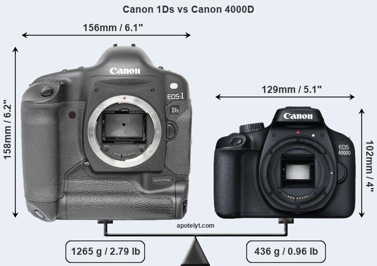 Size Canon 1Ds vs Canon 4000D