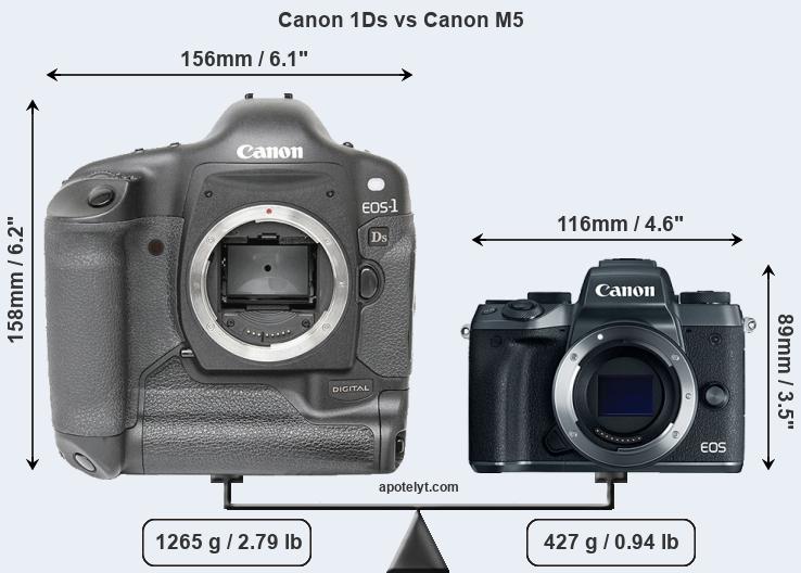 Size Canon 1Ds vs Canon M5