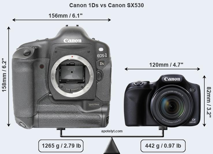Size Canon 1Ds vs Canon SX530