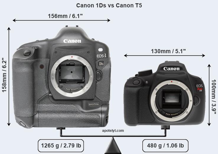 Size Canon 1Ds vs Canon T5