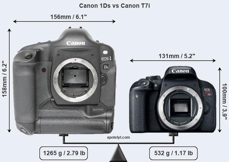 Size Canon 1Ds vs Canon T7i