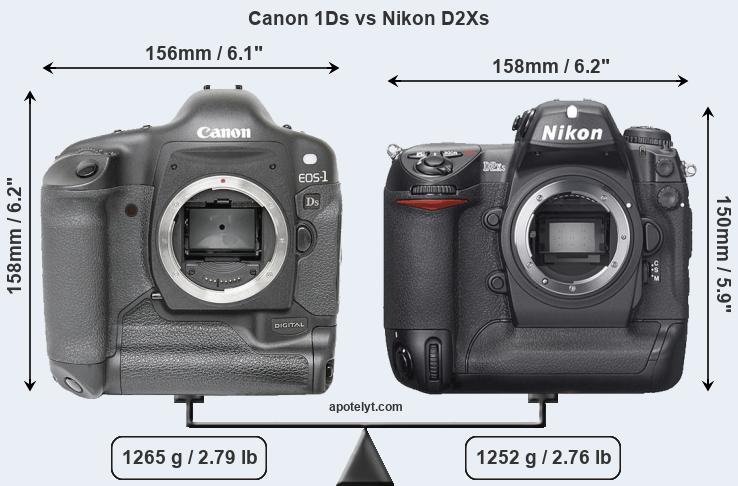 Size Canon 1Ds vs Nikon D2Xs