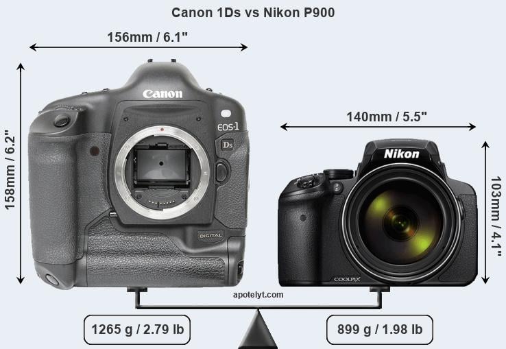 Size Canon 1Ds vs Nikon P900