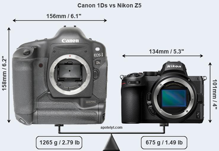 Size Canon 1Ds vs Nikon Z5