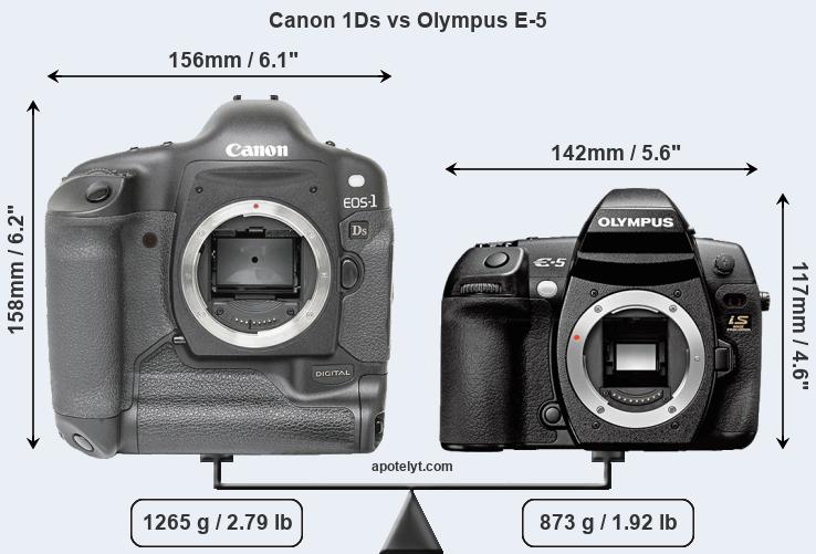 Size Canon 1Ds vs Olympus E-5