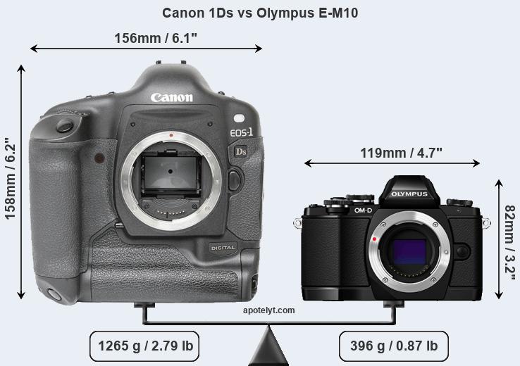 Size Canon 1Ds vs Olympus E-M10