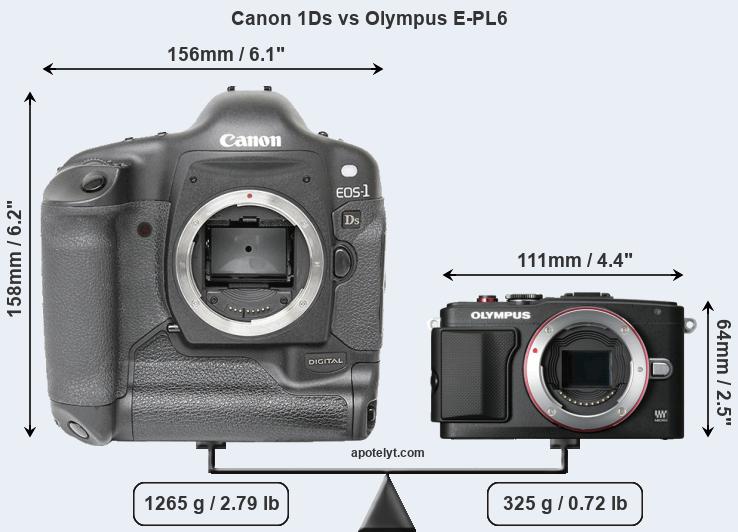 Size Canon 1Ds vs Olympus E-PL6