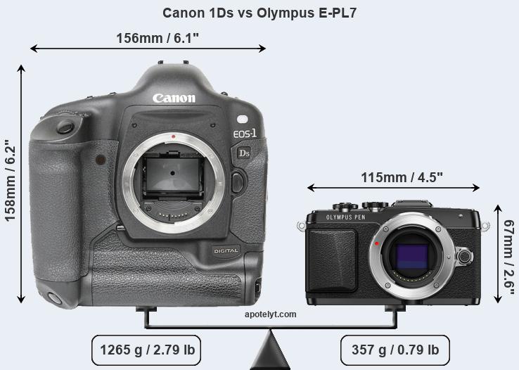 Size Canon 1Ds vs Olympus E-PL7