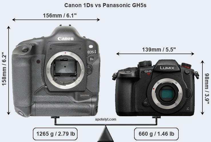 Size Canon 1Ds vs Panasonic GH5s