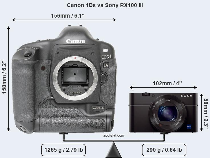 Size Canon 1Ds vs Sony RX100 III