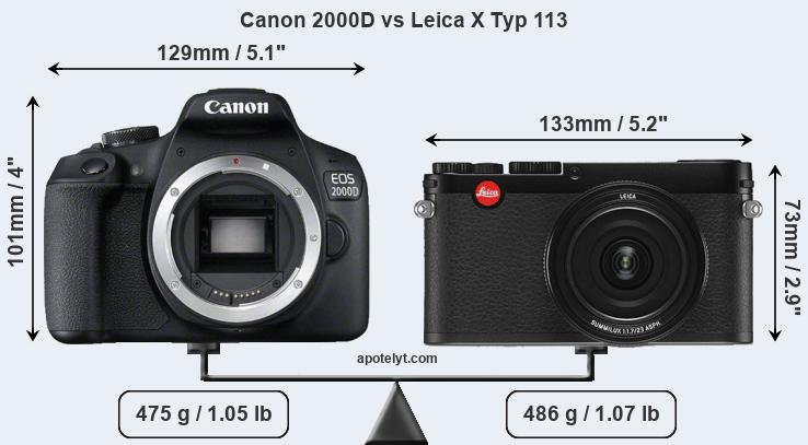Size Canon 2000D vs Leica X Typ 113
