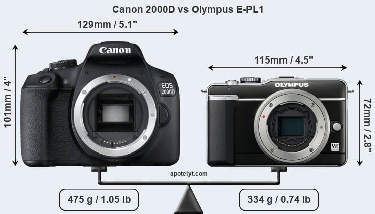 Size Canon 2000D vs Olympus E-PL1