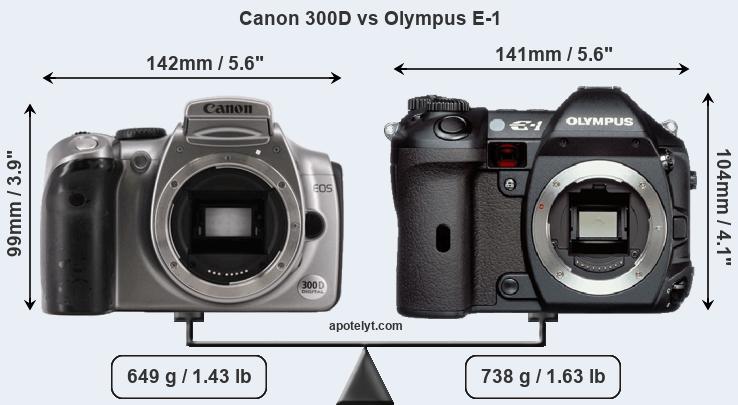 Size Canon 300D vs Olympus E-1