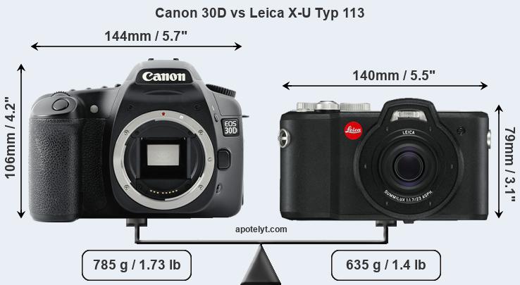 Size Canon 30D vs Leica X-U Typ 113