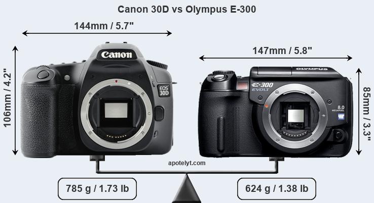 Size Canon 30D vs Olympus E-300
