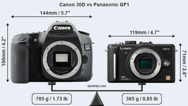 Size Canon 30D vs Panasonic GF1
