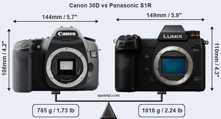 Size Canon 30D vs Panasonic S1R