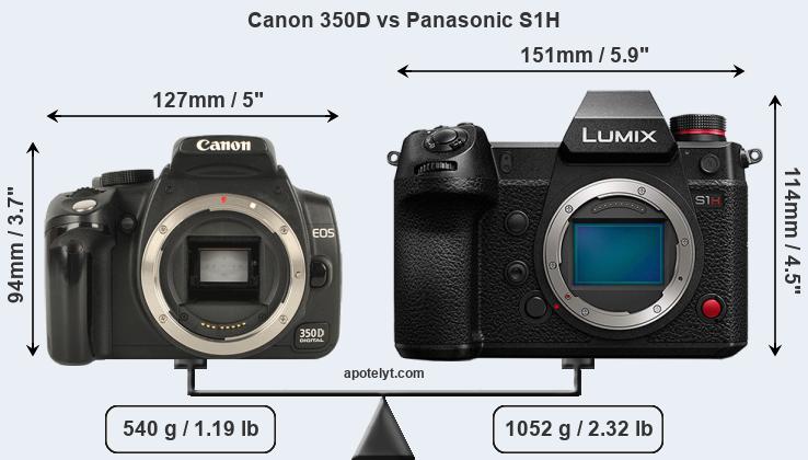 Size Canon 350D vs Panasonic S1H