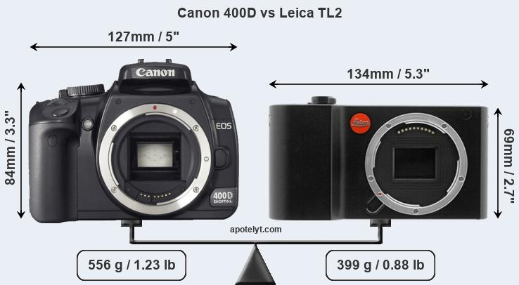 Size Canon 400D vs Leica TL2