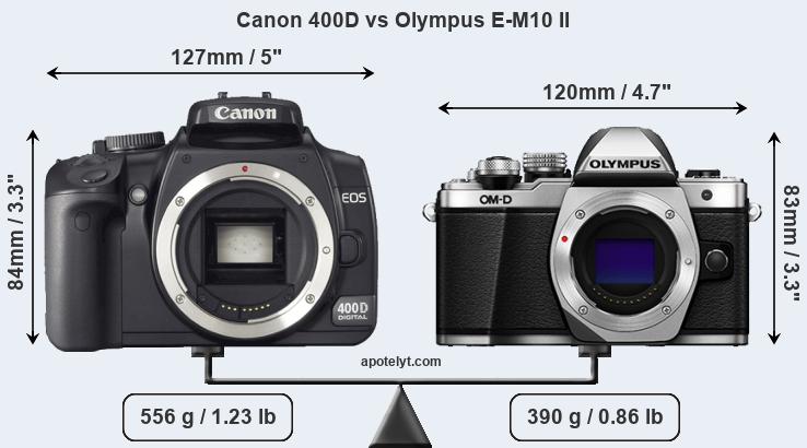 Size Canon 400D vs Olympus E-M10 II