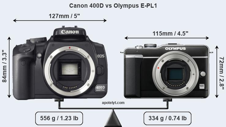 Size Canon 400D vs Olympus E-PL1