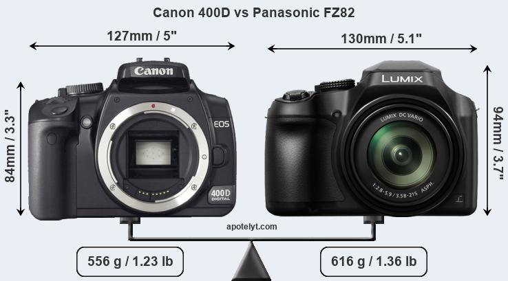 Size Canon 400D vs Panasonic FZ82