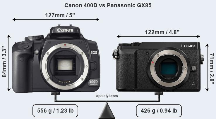 Size Canon 400D vs Panasonic GX85