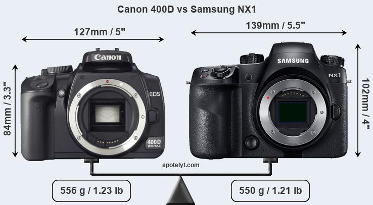 Size Canon 400D vs Samsung NX1