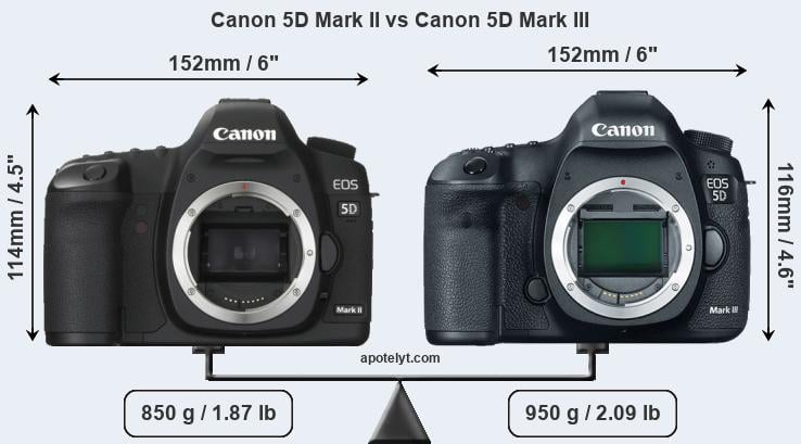 Size Canon 5D Mark II vs Canon 5D Mark III
