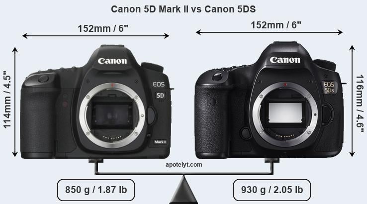 Size Canon 5D Mark II vs Canon 5DS