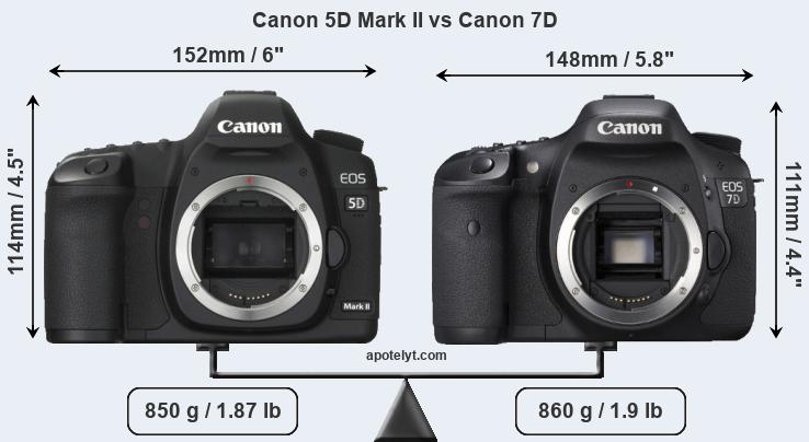Size Canon 5D Mark II vs Canon 7D